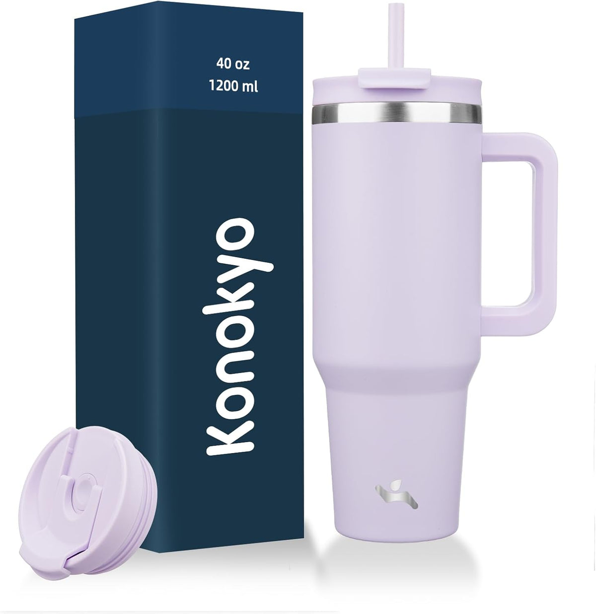 Konokyo 40 oz Insulated Tumbler Water Bottle with Handle, Straw Lid