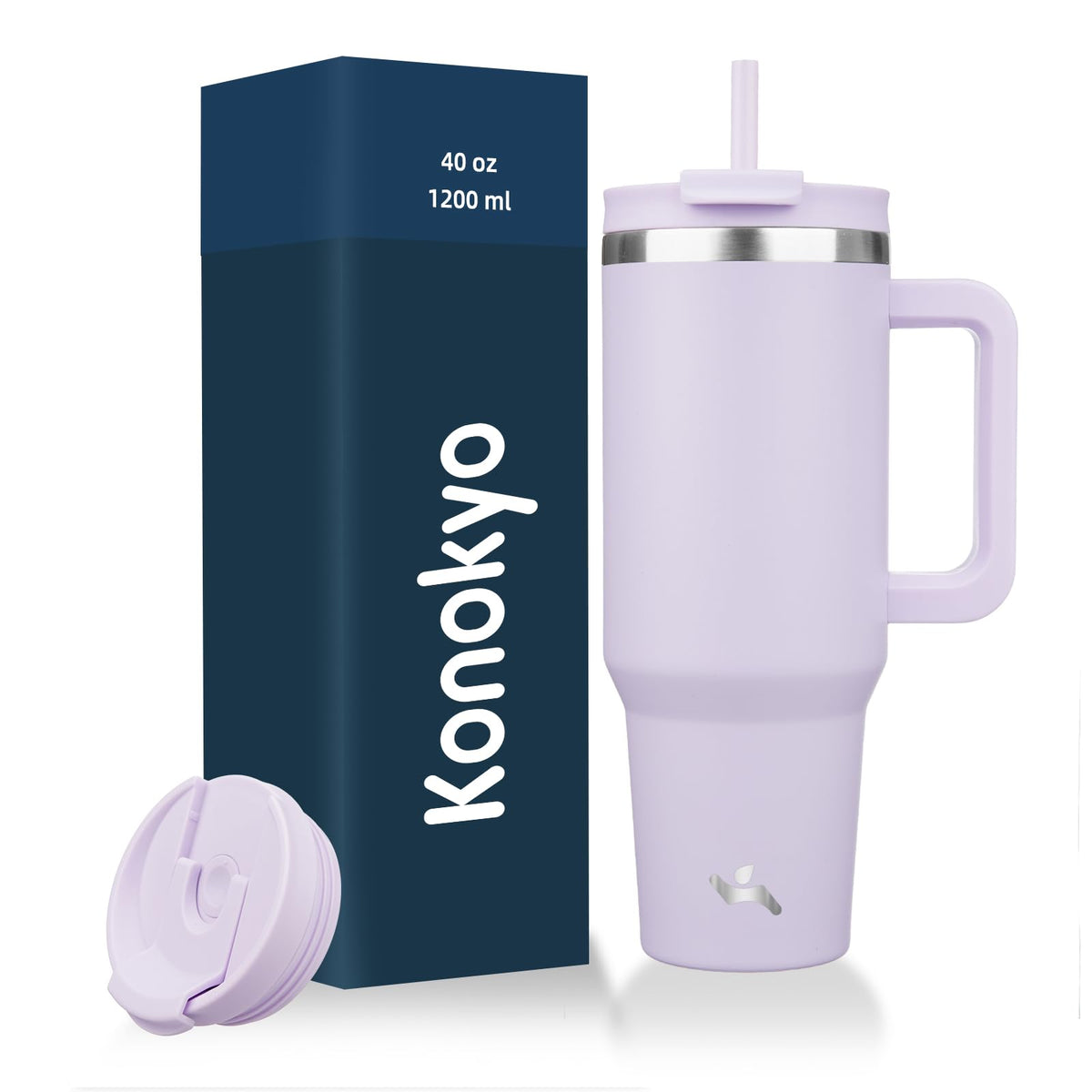 Konokyo 40 oz Insulated Tumbler Water Bottle with Handle, Straw Lid