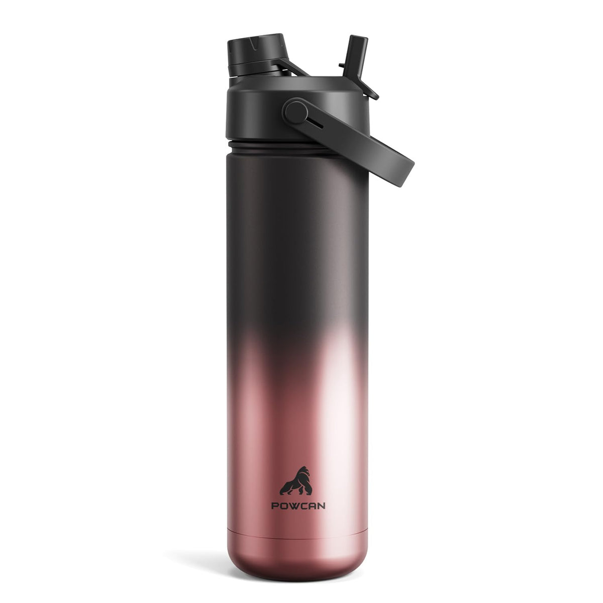 POWCAN 26 oz Insulated Water Bottle with 2-in-1 Straw and Spout Lid, Keep Cold 24H, Leak-Proof, Fits in Car Cup Holder, Stainless Steel Water Bottle for Sports, Travel, and School (Cotton Candy)