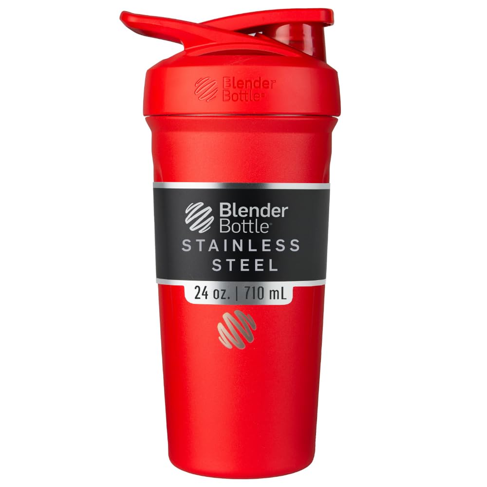 BlenderBottle Sport Flip Stainless Steel Shaker Bottle 24 oz Black
