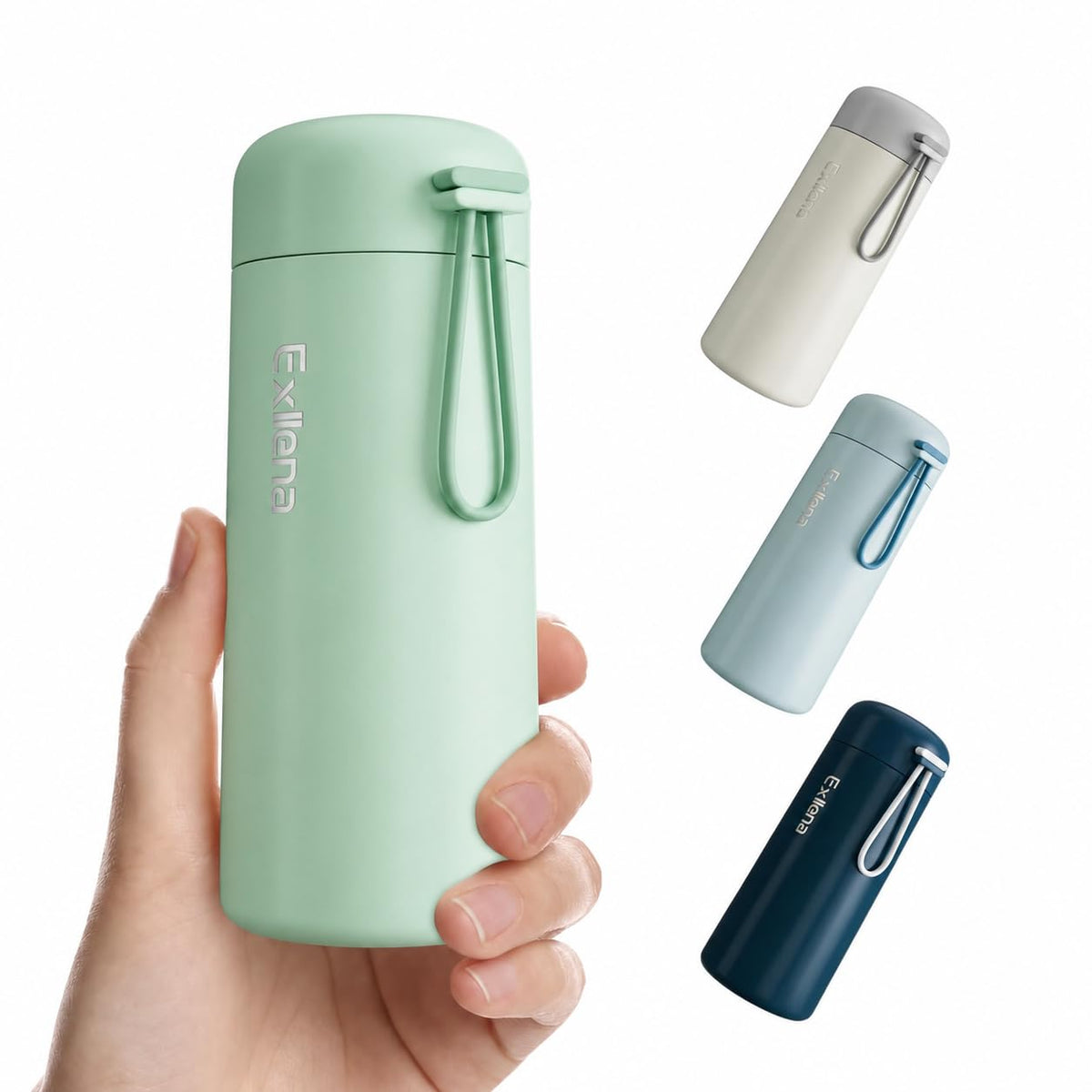 Exllena Mini Water Bottle 5oz, This is A EXTRA MINI Flask! Small Insulated Water Bottle for Hot&Cold Drinks, Water Bottle Purse with Carry Handle - 100% Leakproof Perfect for Travel...(Mint)