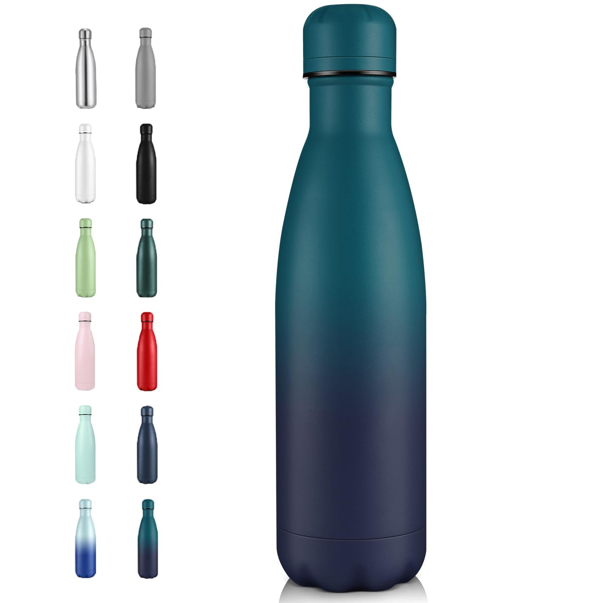 Volhoply 17oz Insulated Stainless Steel Water Bottle（Silver,1 Pack)