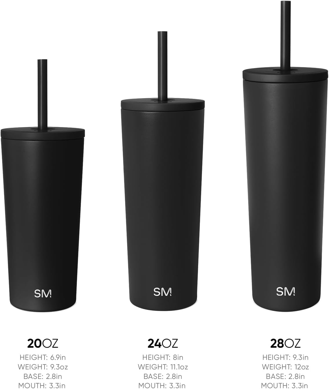 Simple Modern Iced Coffee Tumbler, Insulated | 24oz | Black