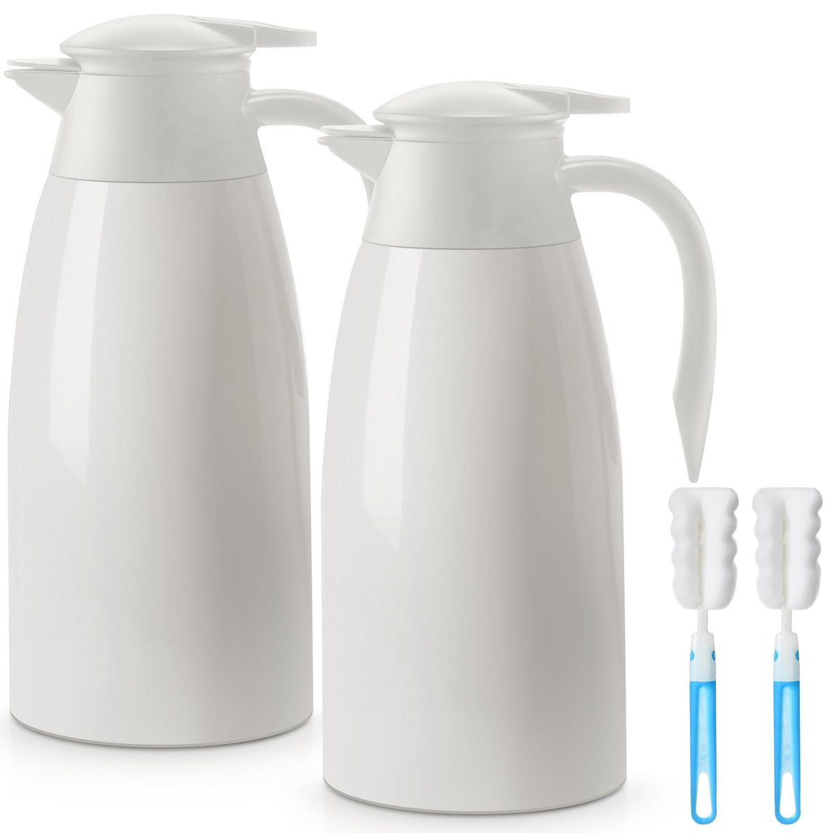 Norme 2 Pcs Thermal Coffee Carafe Creamer, Silver, 68 oz