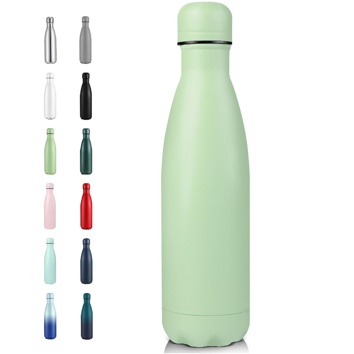 Volhoply 17oz Insulated Stainless Steel Water Bottle（Silver,1 Pack)
