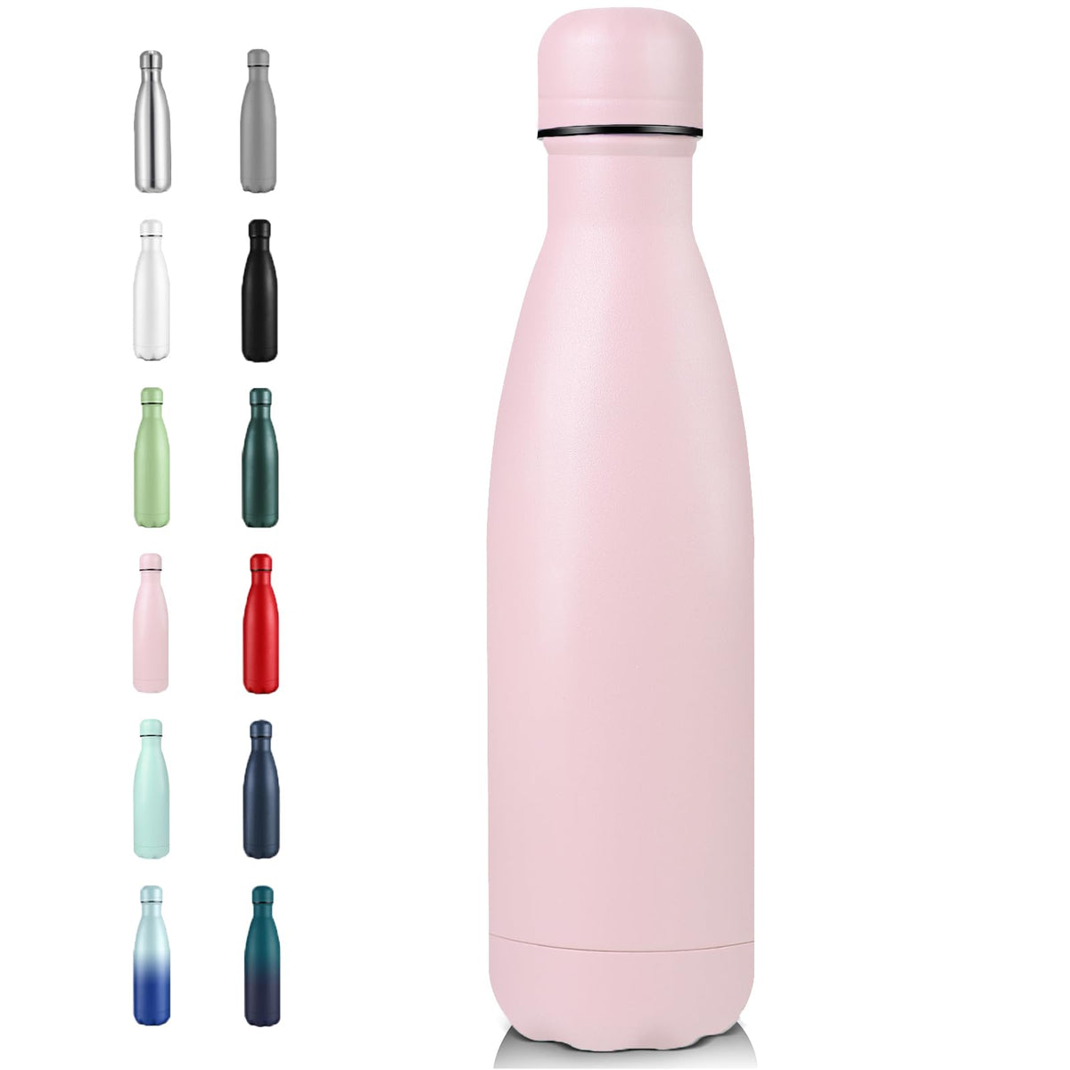 Volhoply 17oz Insulated Stainless Steel Water Bottle（Silver,1 Pack)