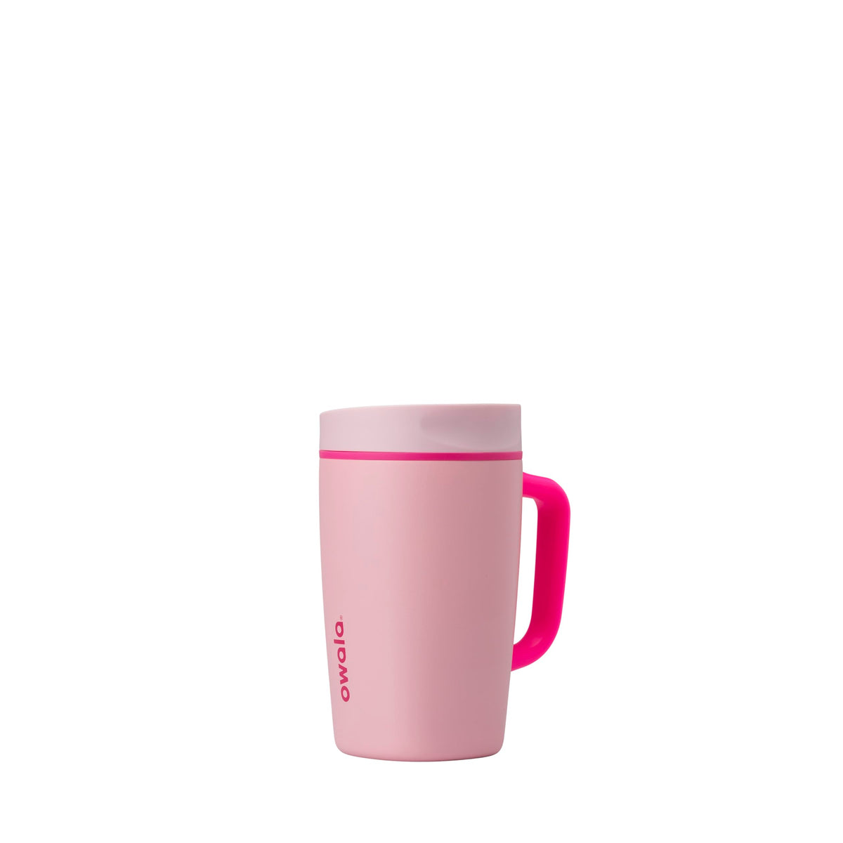 Owala SmoothSip Slider Insulated Stainless Steel Coffee Tumbler, Reusable Iced Coffee Cup, Hot Coffee Travel Mug, BPA Free 12 oz, Pink (Pucker Up)