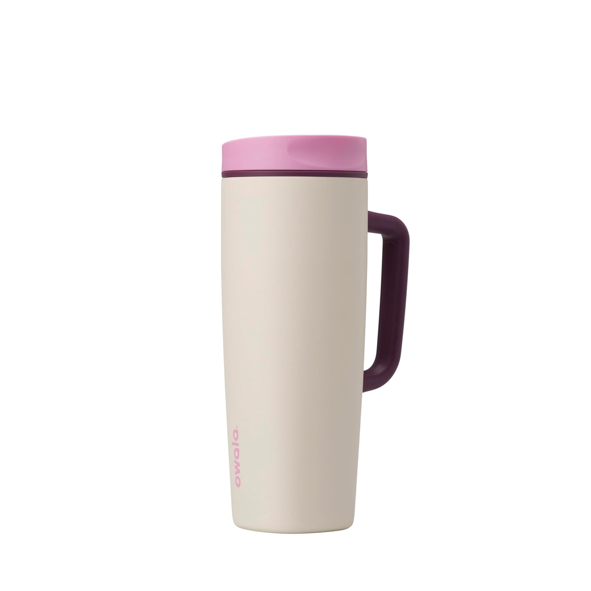 Owala SmoothSip Slider Insulated Stainless Steel Coffee Tumbler, Reusable Iced Coffee Cup, Hot Coffee Travel Mug, BPA Free 12 oz, Pink (Pucker Up)