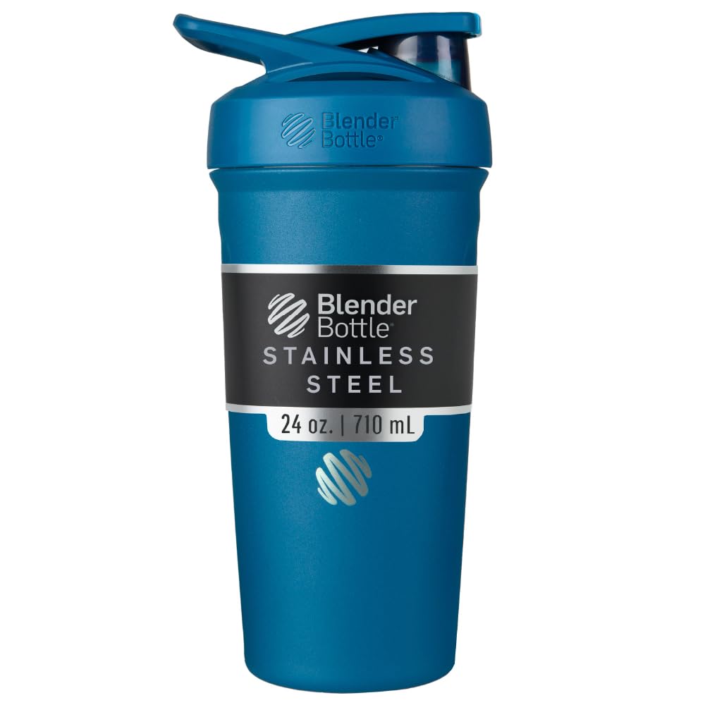 BlenderBottle Sport Flip Stainless Steel Shaker Bottle 24 oz Black