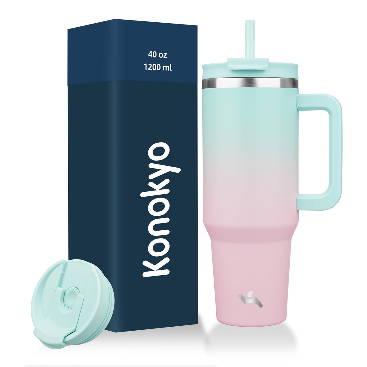 Konokyo 30 oz Insulated Tumbler Water Bottle with Handle, Straw Lid