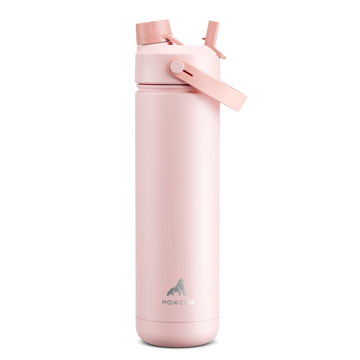 POWCAN 26 oz Insulated Water Bottle with 2-in-1 Straw and Spout Lid, Keep Cold 24H, Leak-Proof, Fits in Car Cup Holder, Stainless Steel Water Bottle for Sports, Travel, and School (Dark Knight)
