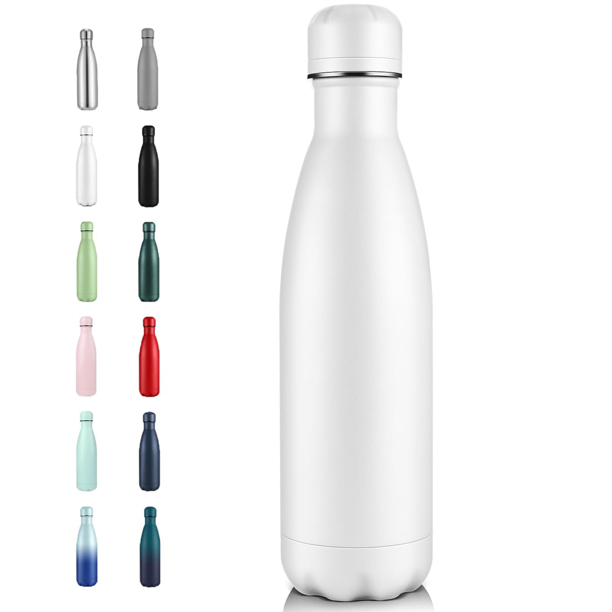 Volhoply 17oz Insulated Stainless Steel Water Bottle（Silver,1 Pack)