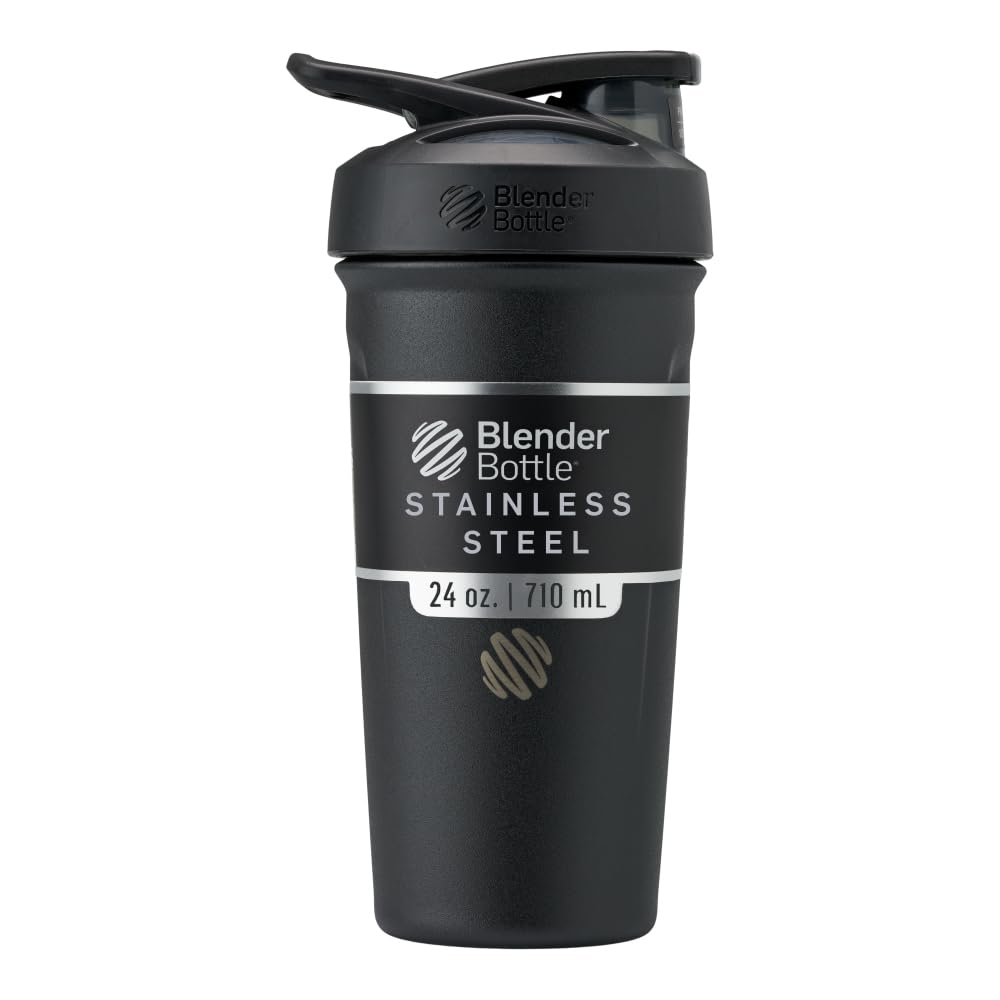 BlenderBottle Sport Flip Stainless Steel Shaker Bottle 24 oz Black