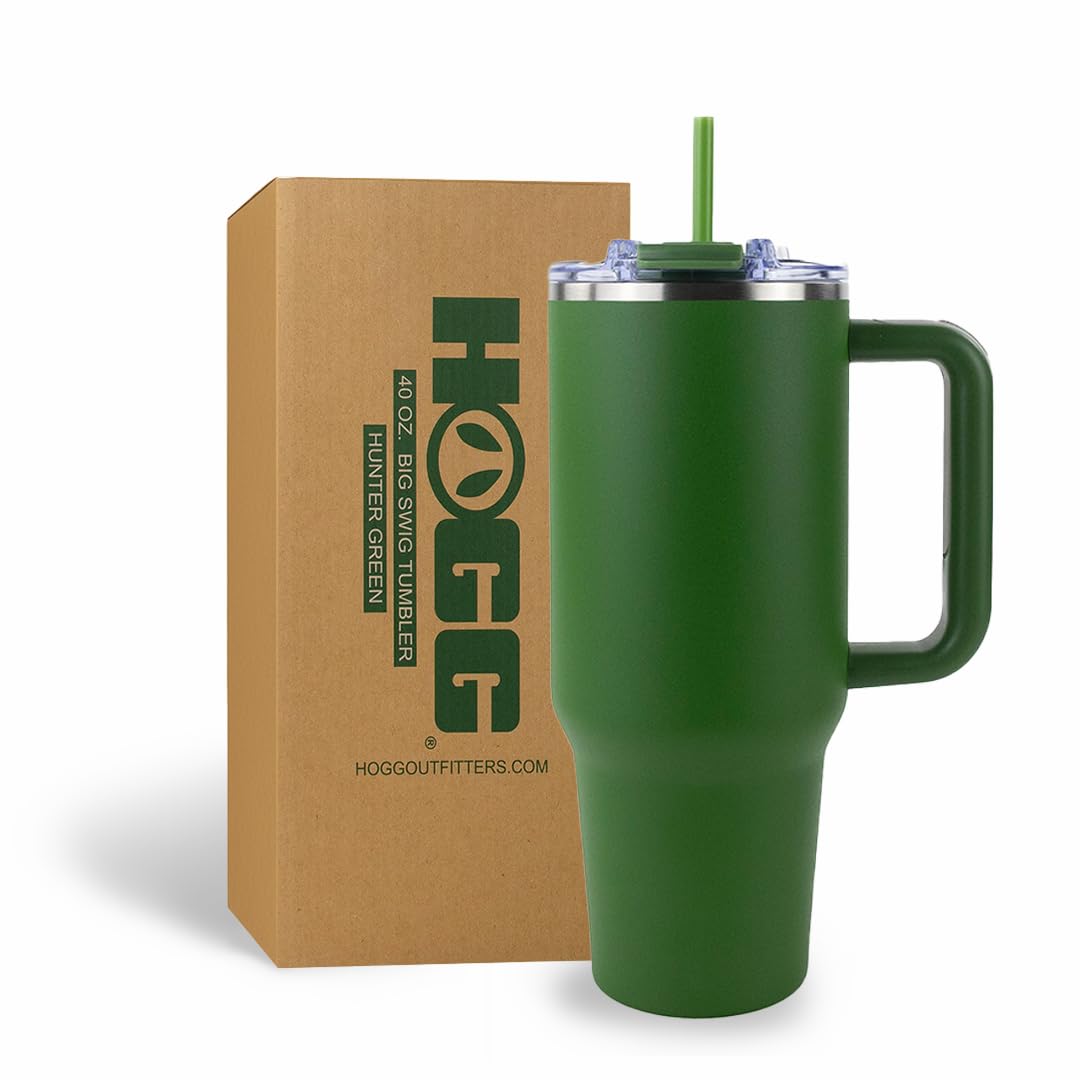 Hogg Big Swig 40oz Tumbler with Handle and Straw - Red, 40 oz Tumbler, Insulated Cup with Handle, 40oz Water Bottle with Straw, Thermal Cups, Leak Proof Lid, Travel Mugs, Stainless Steel
