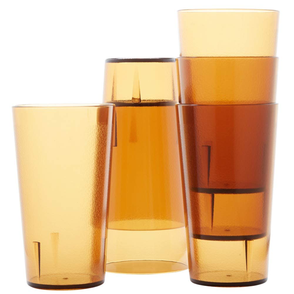 Restaurant Grade, BPA-Free 12oz Clear Plastic Cups 12pk. Super Durable, Break Resistant Drinking Glasses for Cafe, Party, Catering. Reusable, Stackable Tumblers with Textured Grip Design