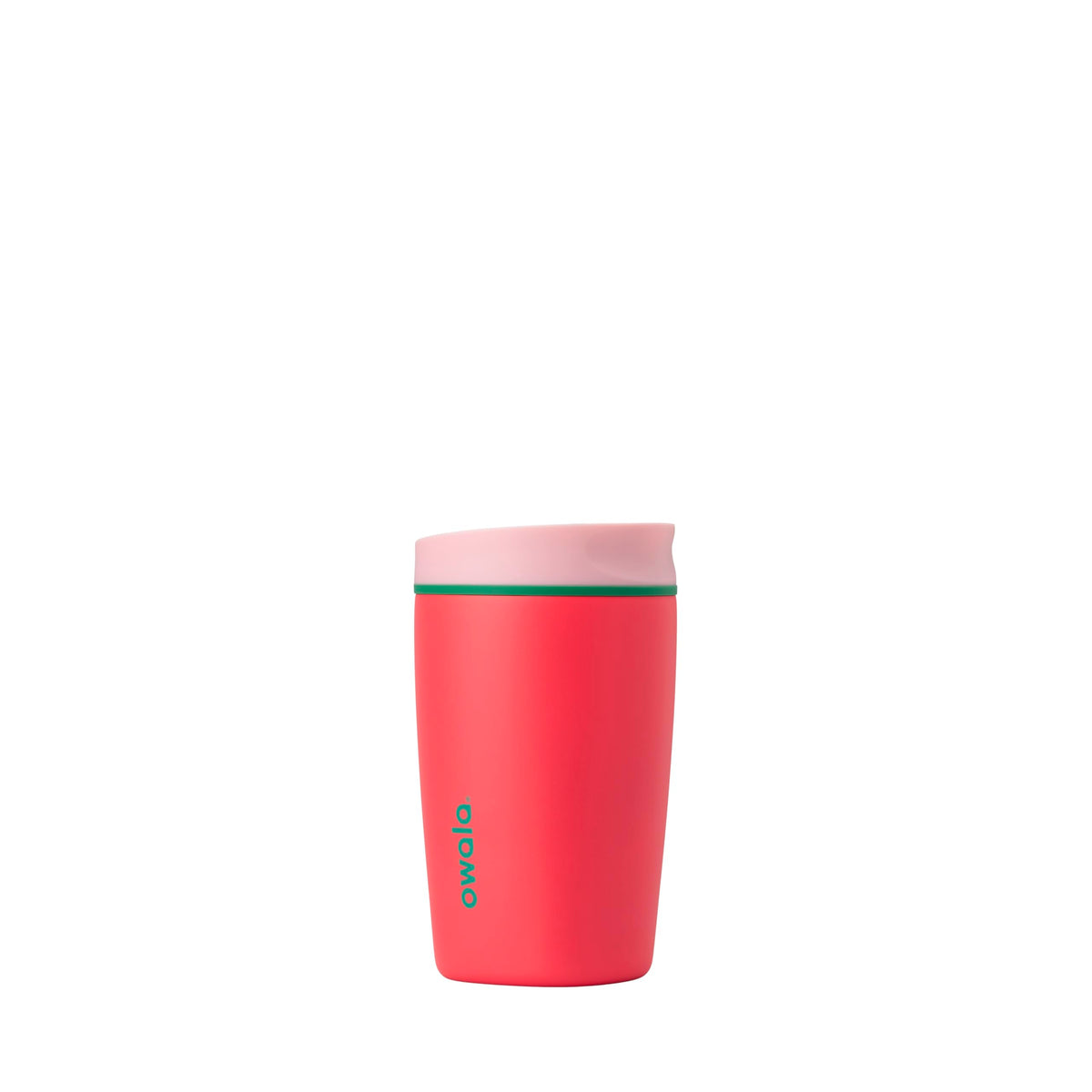 Owala SmoothSip Slider Insulated Stainless Steel Coffee Tumbler, Reusable Iced Coffee Cup, Hot Coffee Travel Mug, BPA Free 12 oz, Pink (Pucker Up)