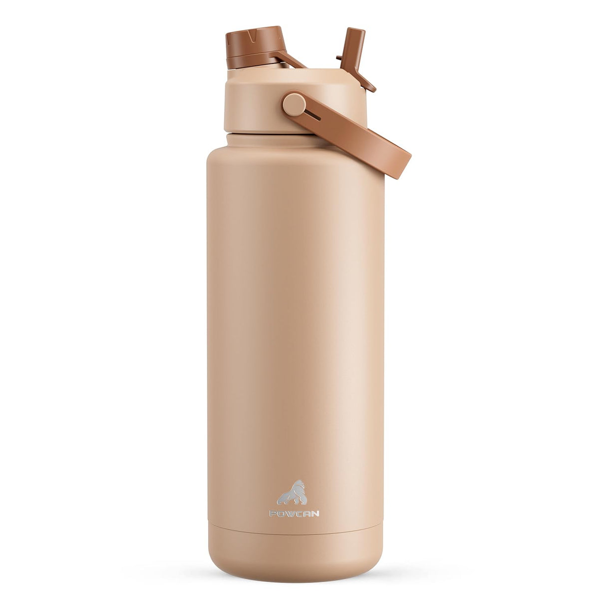 POWCAN 26 oz Insulated Water Bottle with 2-in-1 Straw and Spout Lid, Keep Cold 24H, Leak-Proof, Fits in Car Cup Holder, Stainless Steel Water Bottle for Sports, Travel, and School (Cotton Candy)