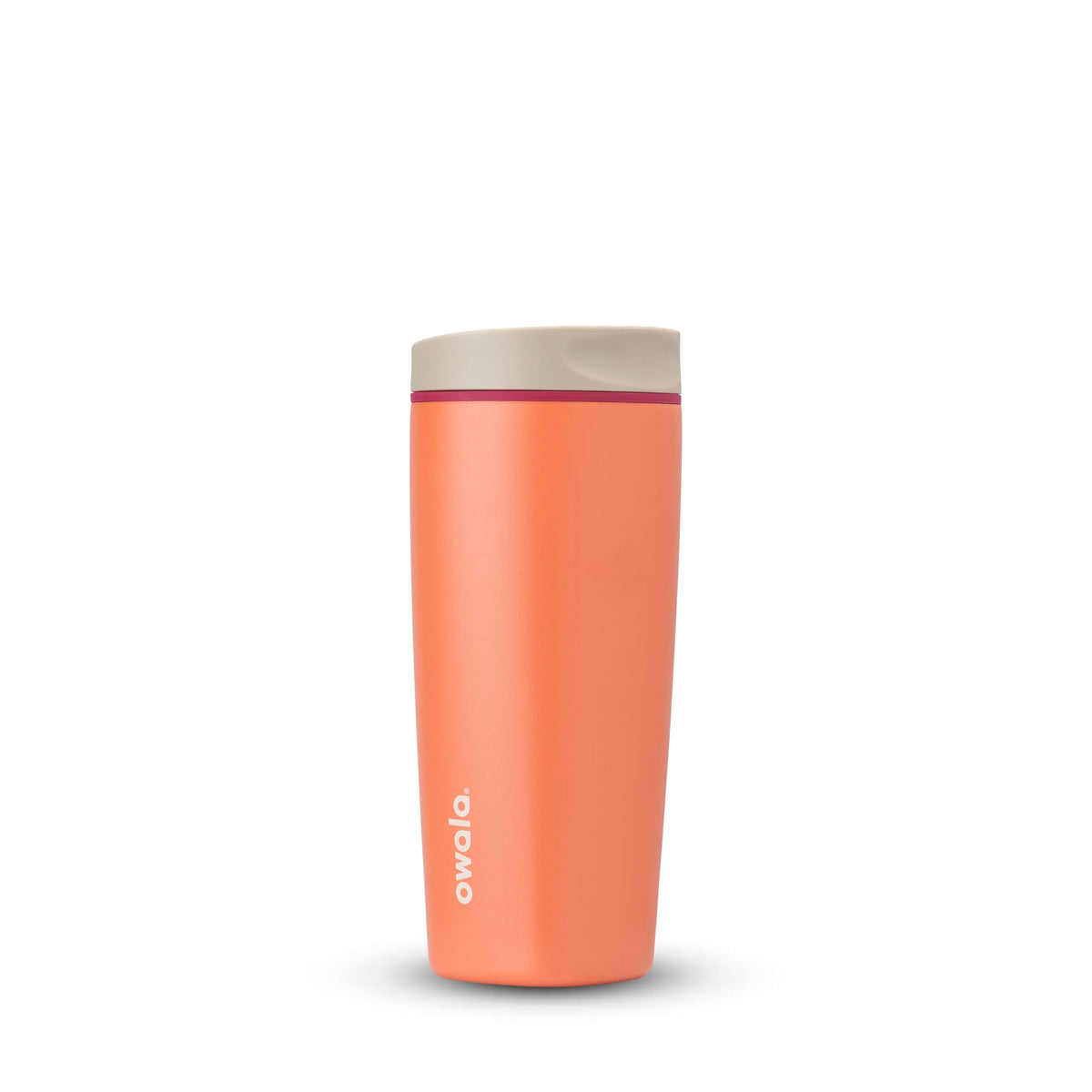 Owala SmoothSip Slider Insulated Stainless Steel Coffee Tumbler, Reusable Iced Coffee Cup, Hot Coffee Travel Mug, BPA Free 12 oz, Pink (Pucker Up)