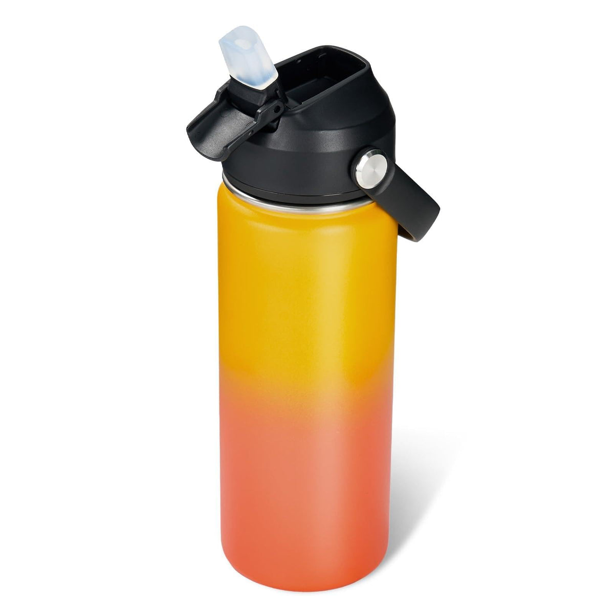 Fijinhom 24oz Insulated Stainless Steel Water Bottle, Wide Mouth Double Wall Vacuum, Silicone Straw, Sweat & Leak Proof, BPA Free Insulated Water Flask for Travel, Keep Cold 24h Hot 12h, Black