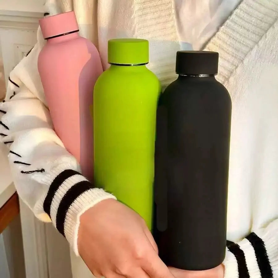 500ML Vacuum Insulated Water Bottle Flask, Matte Anti-Hot Outer Layer, Portable Outdoor Sports Cup, Travel Gift, Fashion Car Accessory, Drinkware, Insulated Flasks
