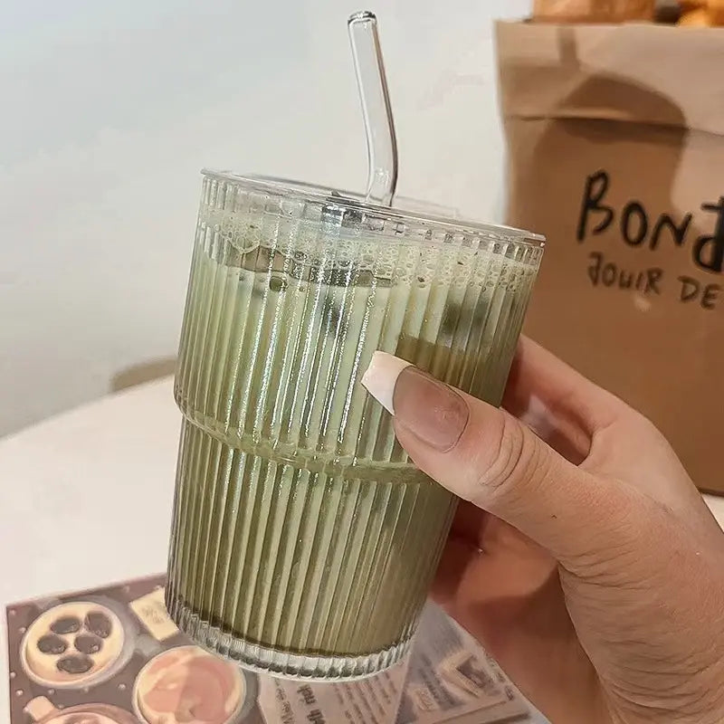 Insulated Glass Cup with Straw and Lid, Leak-Proof Portable Travel Mug for Coffee & Drinks, Drinkware Available in Single or Dual Pack, Leakproof Straw Cup
