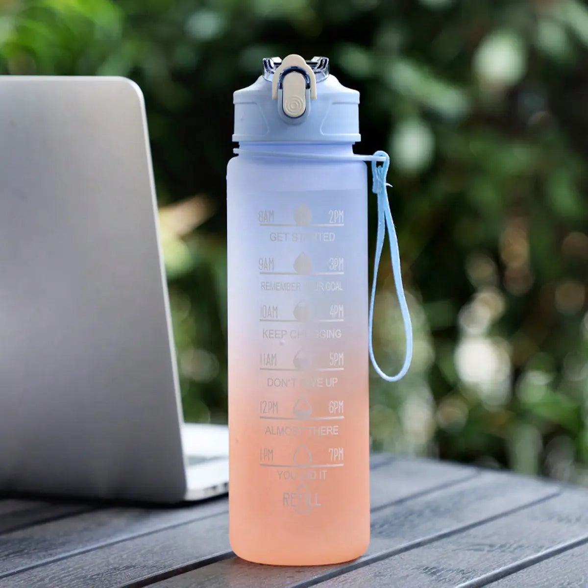 1pc 750ML Fitness Water Bottle, Portable Time Stamp Leak Proof, Tritan BPA Free, Ideal for Gym, Camping, Outdoor Sports, Durable Design, Bpa Free Drinkware
