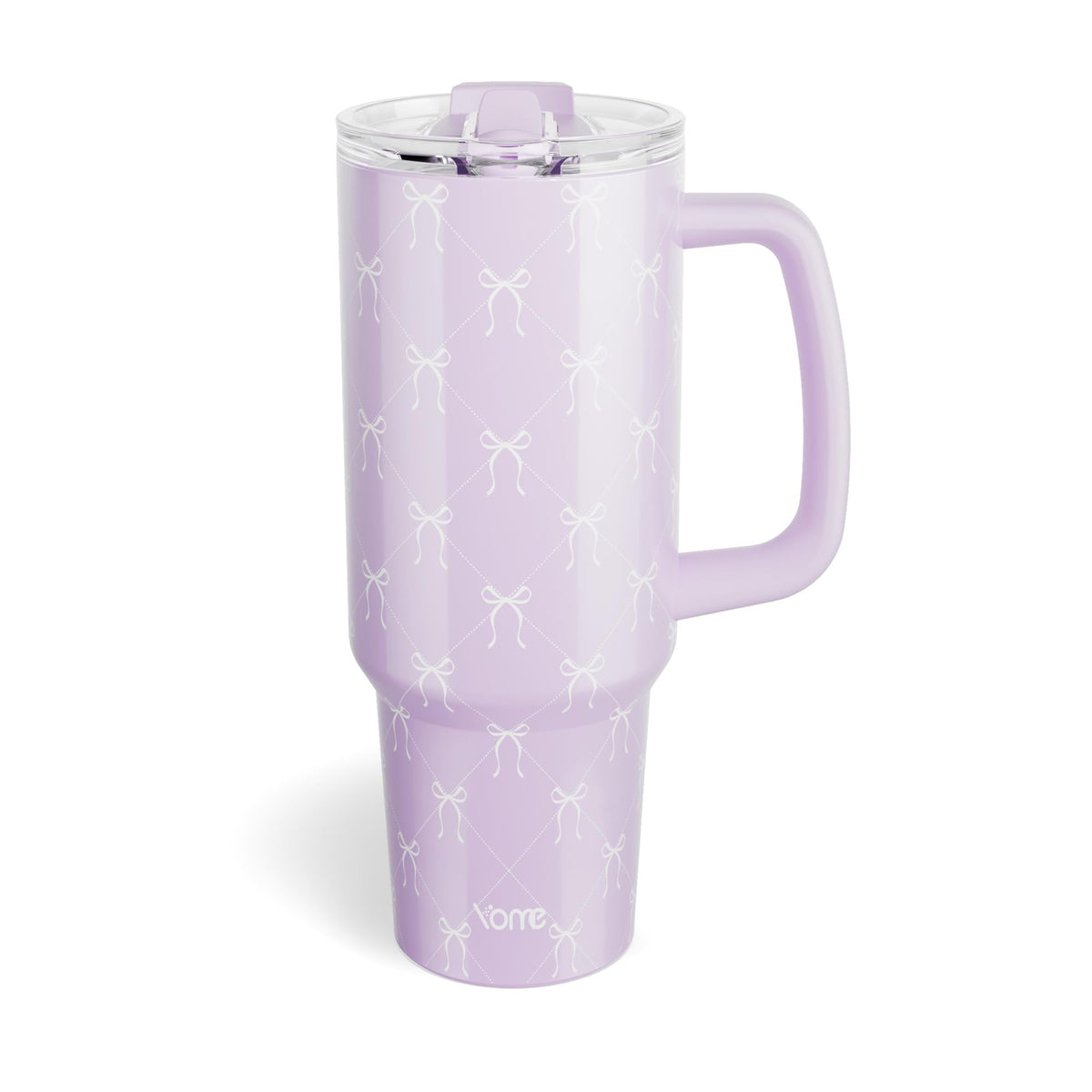 YOME 40 oz Bow Pink Tumbler with Handle and Flip Straw for Women | Stainless Steel Insulated Water Bottle | Keeps Drinks Cold | Dishwasher Safe | Cupholder Friendly | Gift Gym Travel Yoga