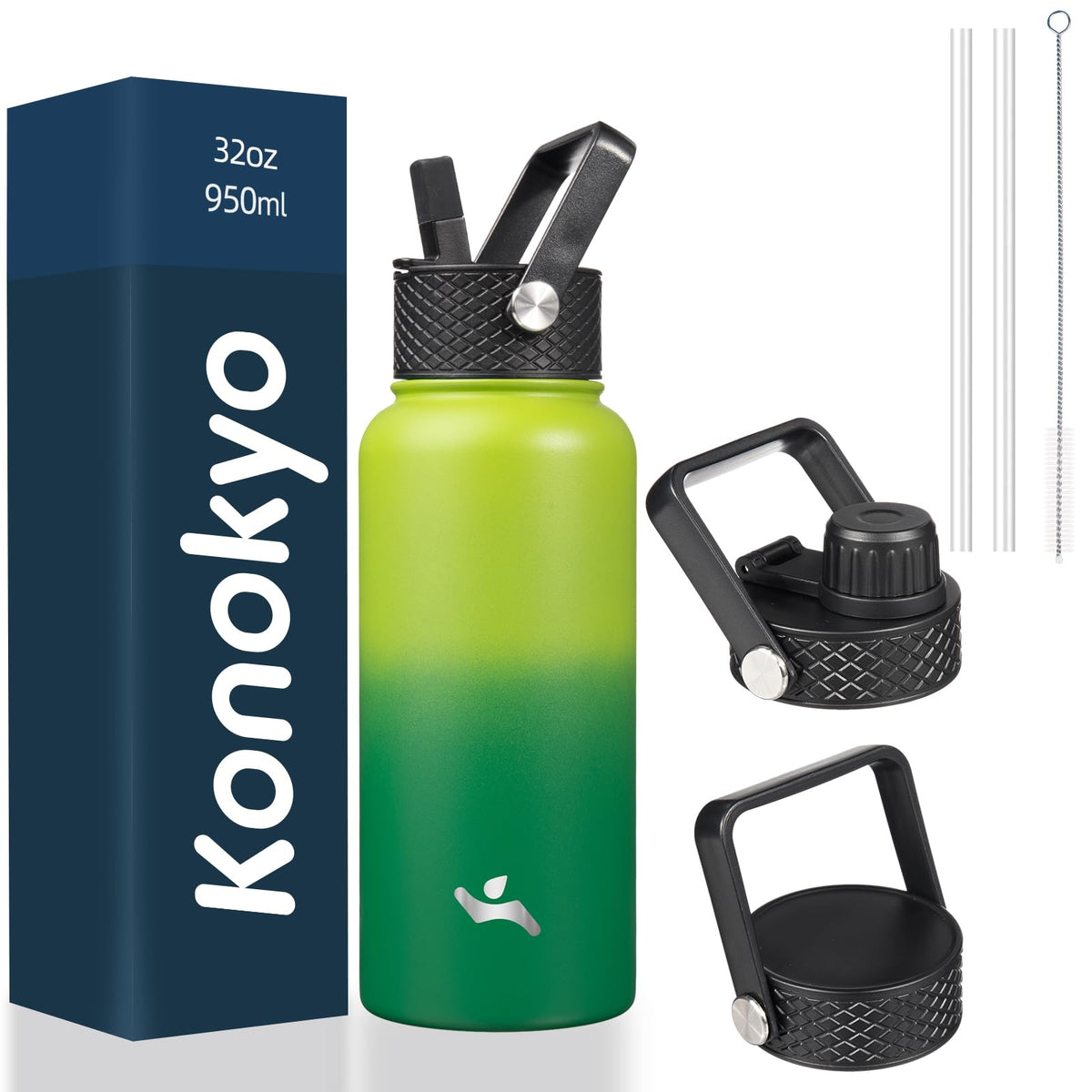 Konokyo 22 oz Insulated Stainless Steel Water Bottle with Straw Lid