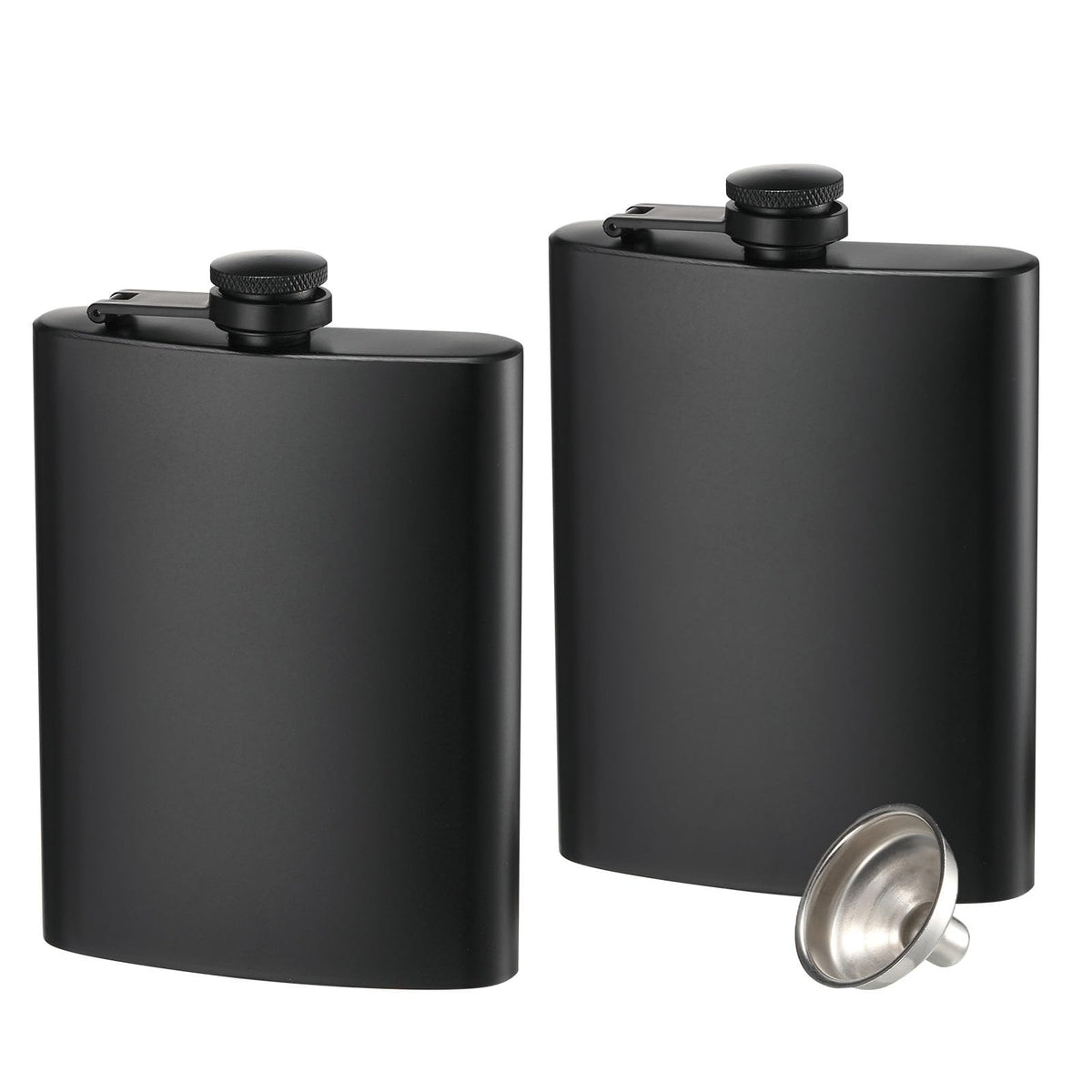 2 Pack Hip Flasks for Liquor, 8 Oz & 12 Oz, Stainless Steel Leakproof