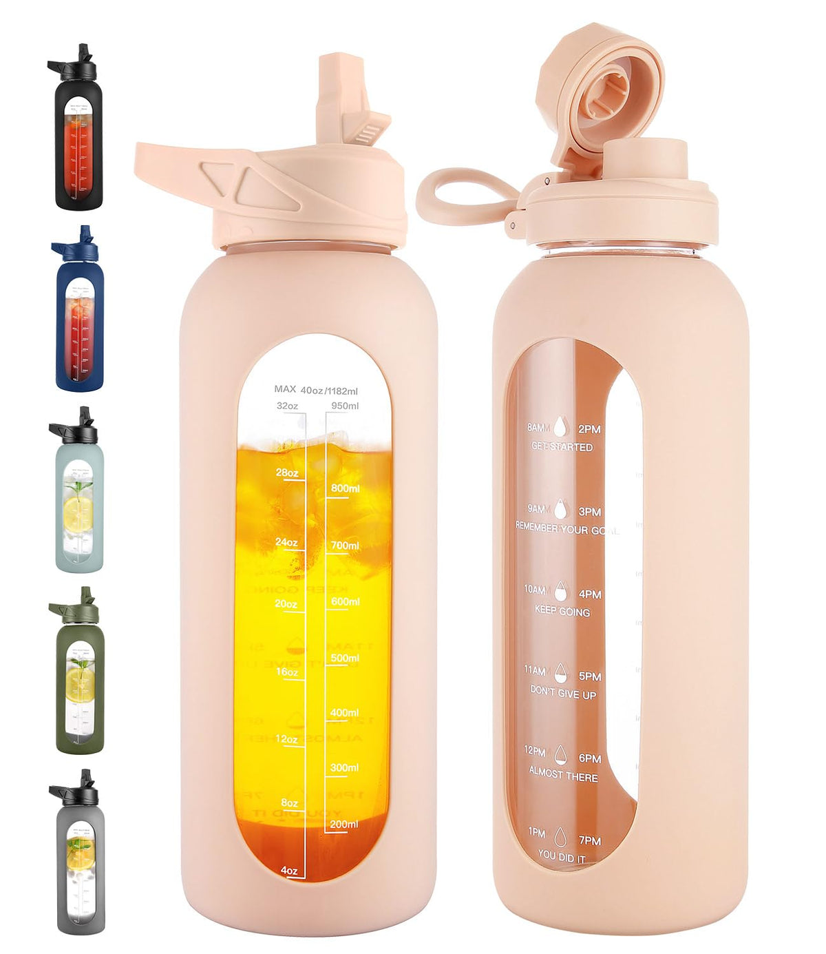 CIVAGO 64 oz Glass Water Bottle with Straw, Half Gallon Large Water Jug