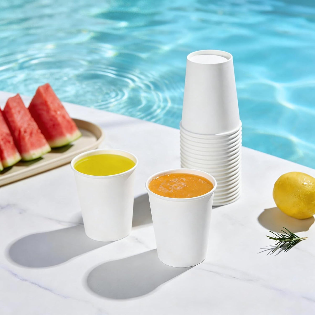 LITOPAK 400 Pack 8 oz Paper Cups, White Disposable Coffee Cups