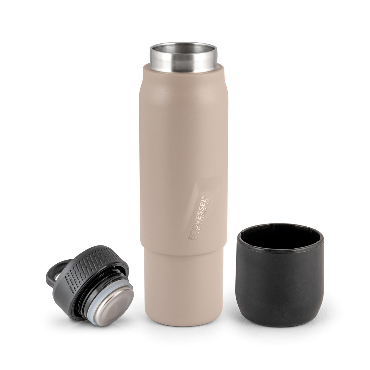 EcoVessel Flask with Removable Shot Cup 8 oz Insulated Orange