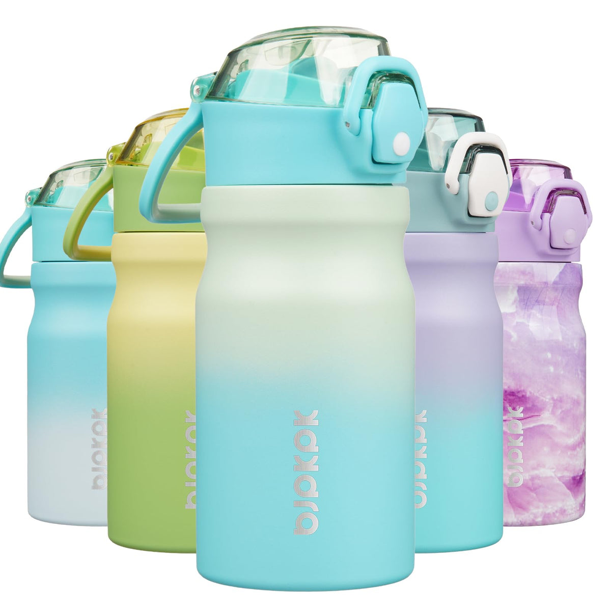 BJPKPK 18 oz Water Bottle with Straw & Handle, Insulated Stainless Flask