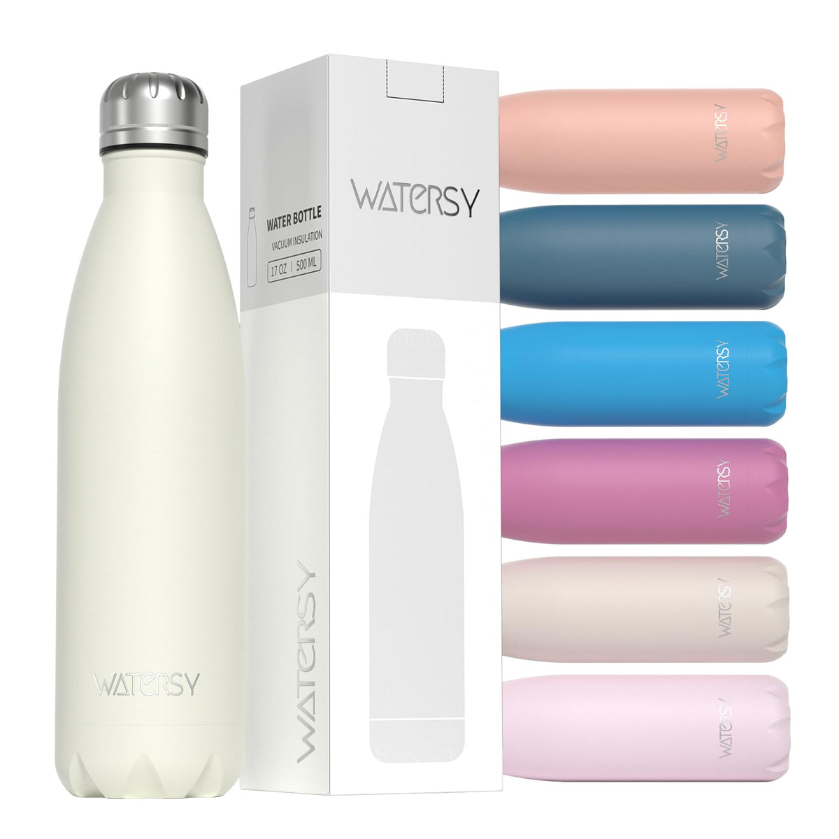 WATERSY Stainless Steel water bottle,17oz Insulated Water Bottles