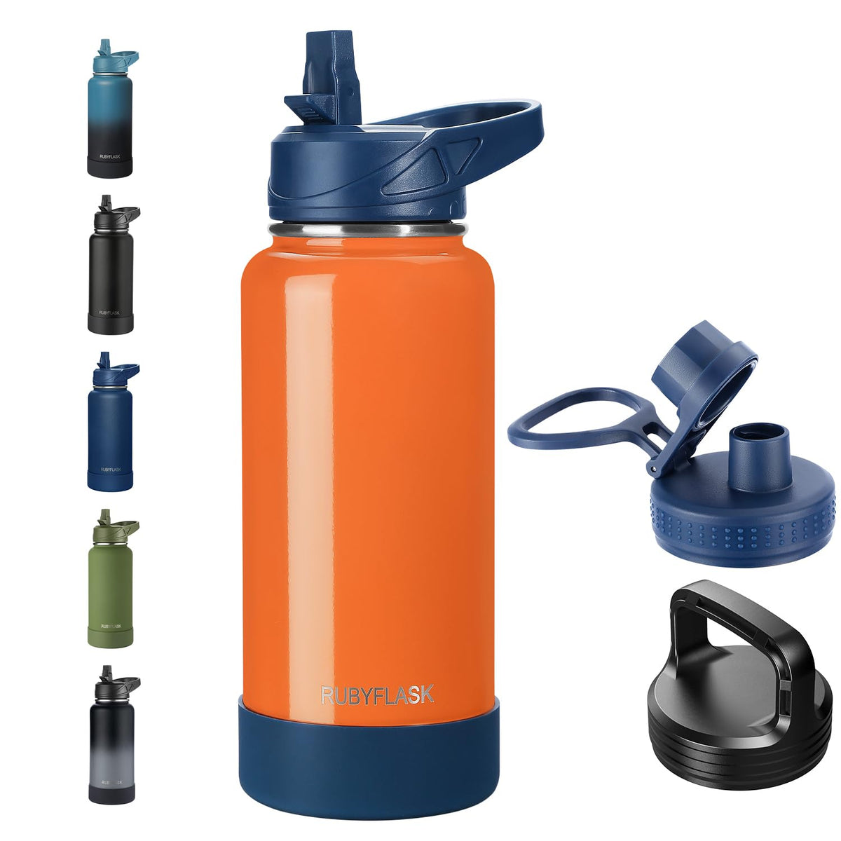 RUBYFLASK 32 oz Insulated Stainless Steel Water Bottle with Straw