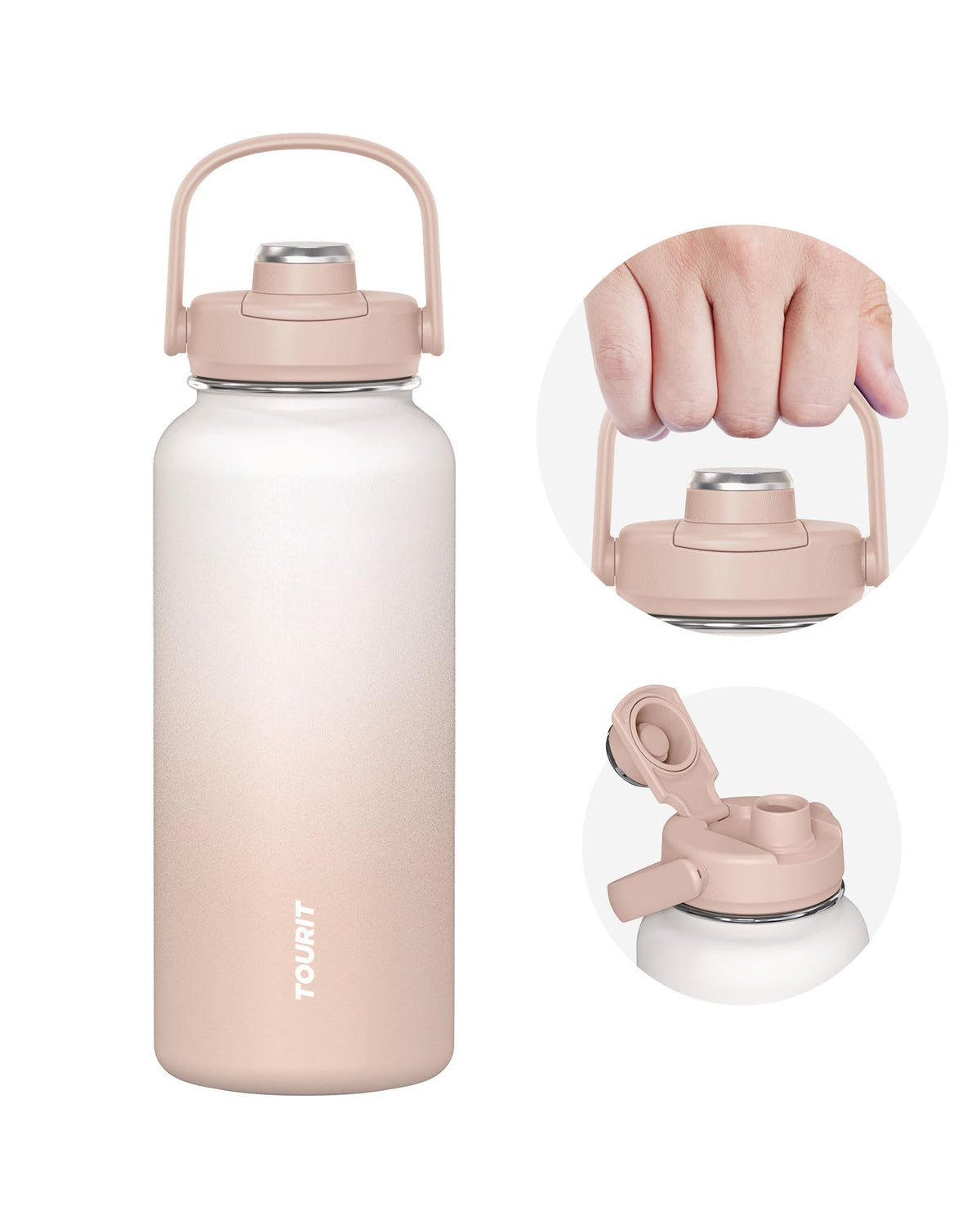 TOURIT 24 oz Insulated Stainless Steel Water Bottle, Obsidian