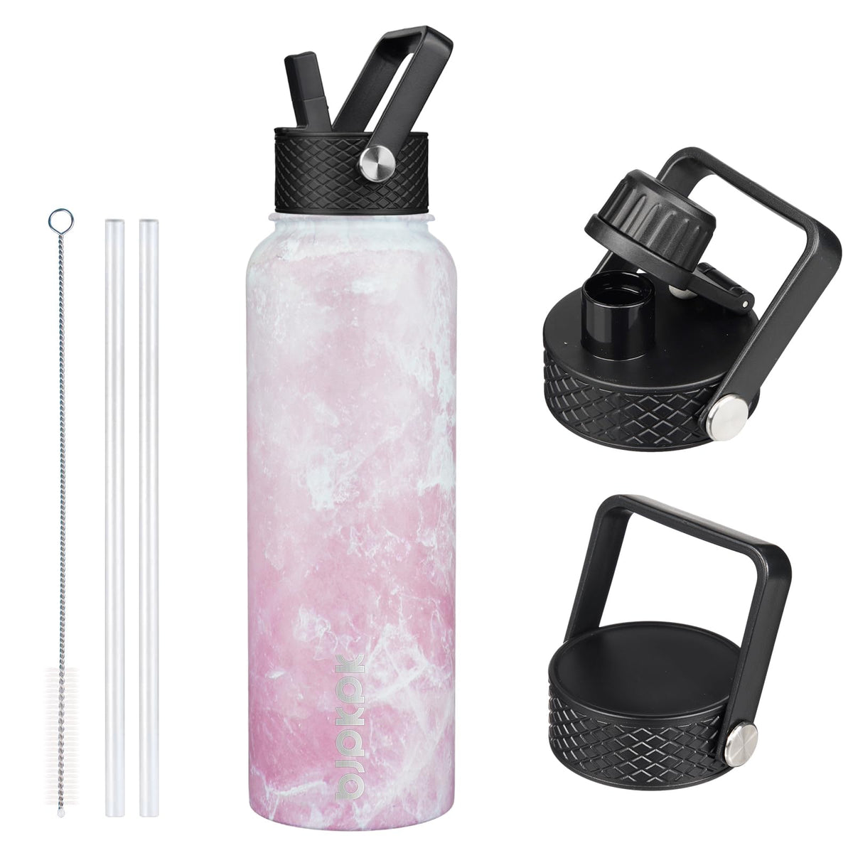 BJPKPK 64oz Insulated Water Bottle, Half Gallon Water Jug with Straw Lid