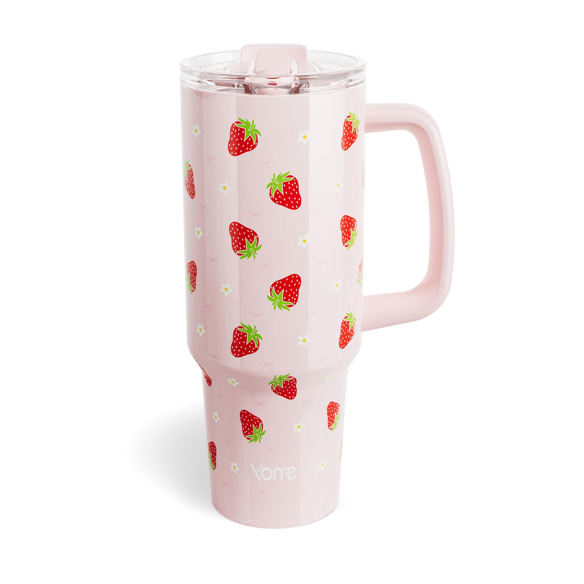 YOME 40 oz Bow Pink Tumbler with Handle and Flip Straw for Women | Stainless Steel Insulated Water Bottle | Keeps Drinks Cold | Dishwasher Safe | Cupholder Friendly | Gift Gym Travel Yoga