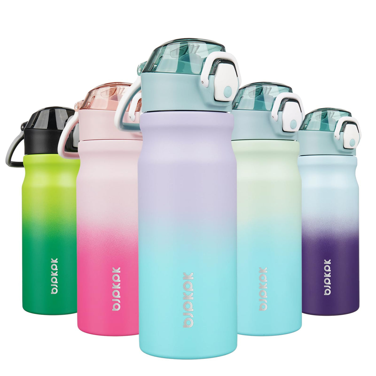 BJPKPK 18 oz Water Bottle with Straw & Handle, Insulated Stainless Flask