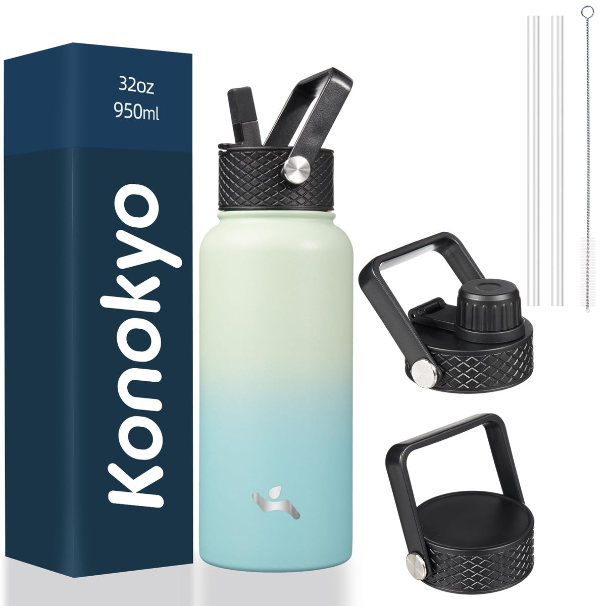 Konokyo 22 oz Insulated Stainless Steel Water Bottle with Straw Lid