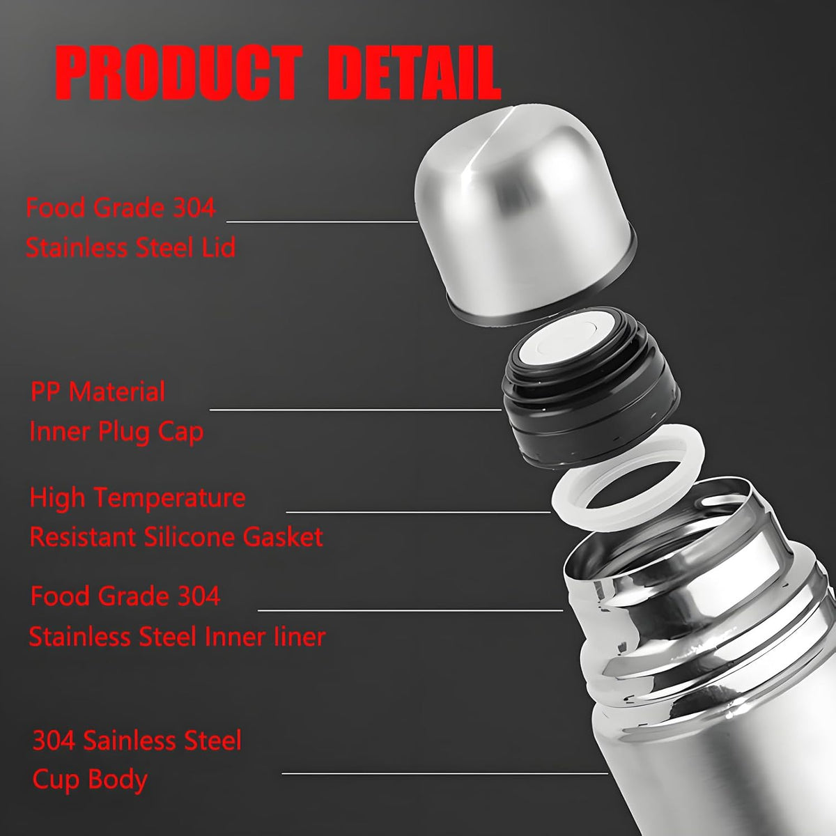 Stainless Steel Insulated Thermal Bottle Flask Tumbler Travel Mug (350ml)