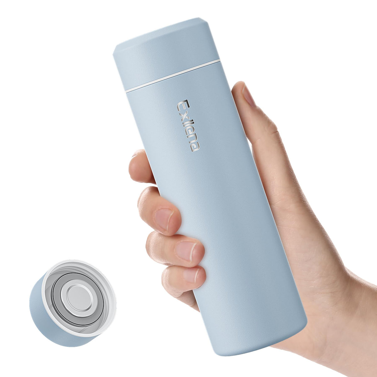 【Upgraded】Exllena Small Insulated Water Bottle 8 oz/250ml– Mini Insulated Water Bottle for Hot & Cold Drinks, Perfect Small Flask for Travel, Purse...(Lake Blue)