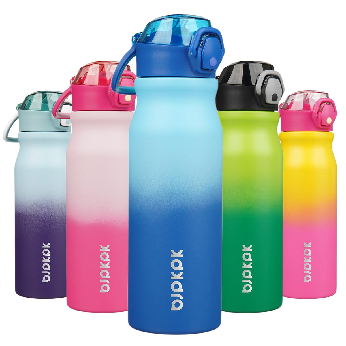 BJPKPK 18 oz Water Bottle with Straw & Handle, Insulated Stainless Flask