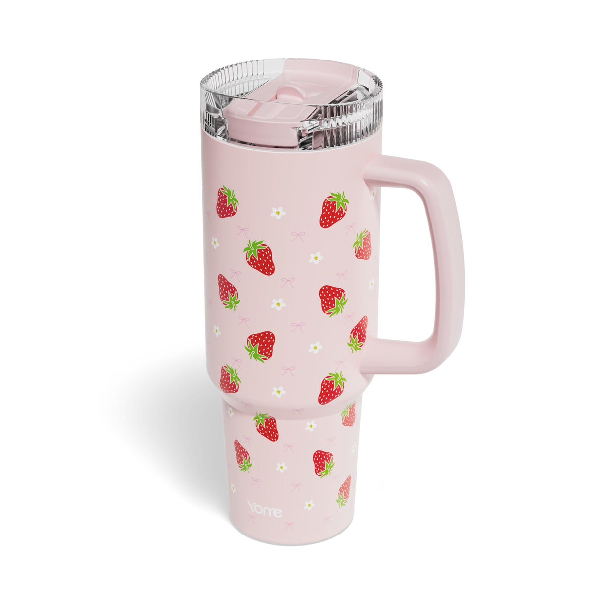 YOME 40 oz Bow Pink Tumbler with Handle and Flip Straw for Women | Stainless Steel Insulated Water Bottle | Keeps Drinks Cold | Dishwasher Safe | Cupholder Friendly | Gift Gym Travel Yoga