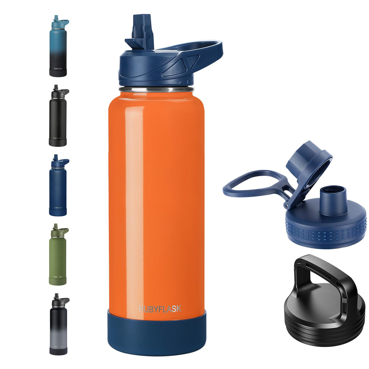 RUBYFLASK 32 oz Insulated Stainless Steel Water Bottle with Straw