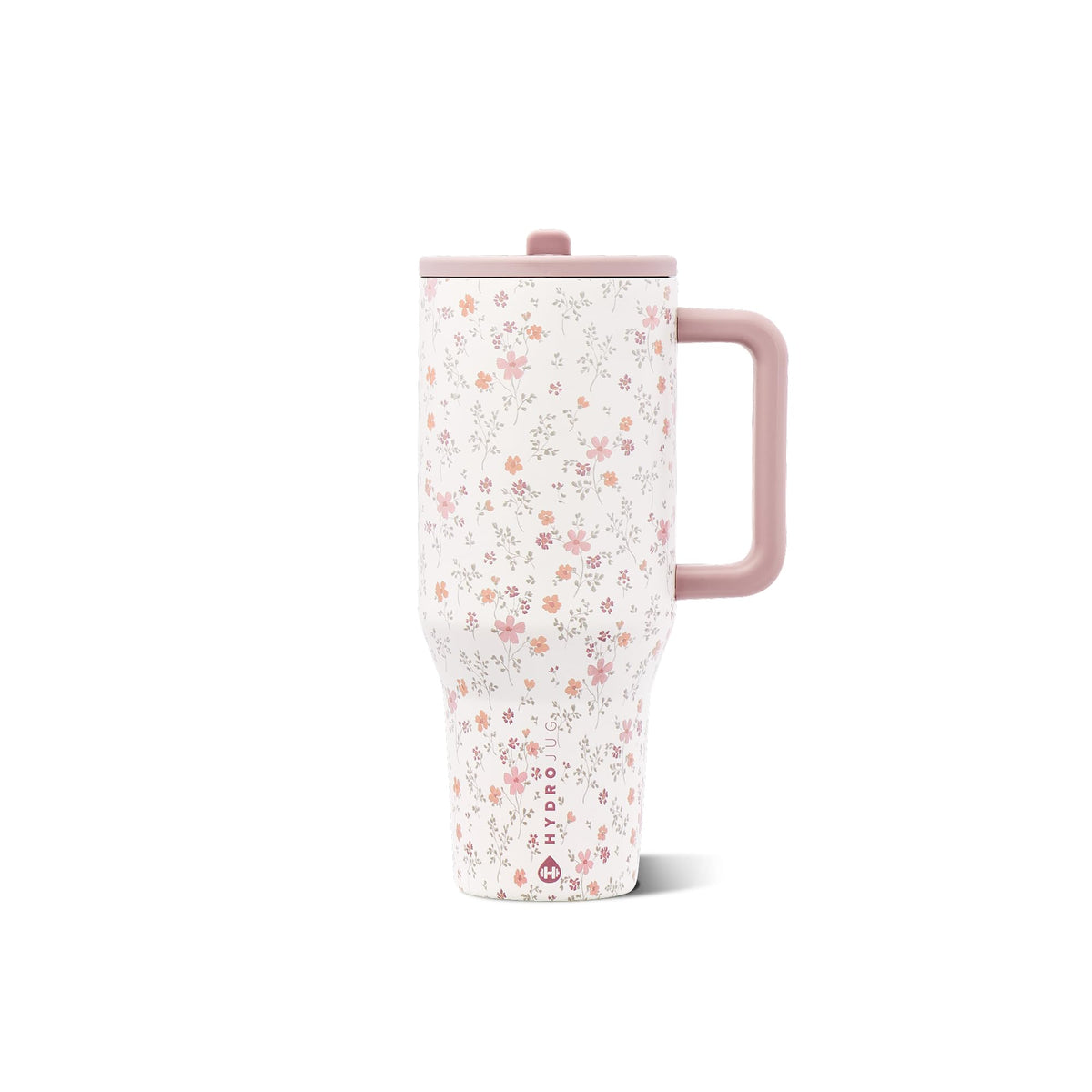 HydroJug Traveler 40oz, Insulated Tumbler with Handle & Straw, Pink Sand