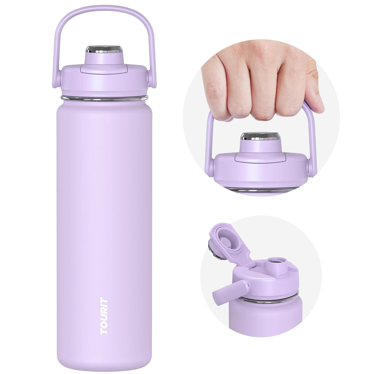 TOURIT 24 oz Insulated Stainless Steel Water Bottle, Obsidian