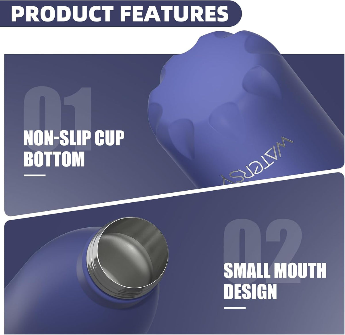 WATERSY Stainless Steel water bottle,17oz Insulated Water Bottles
