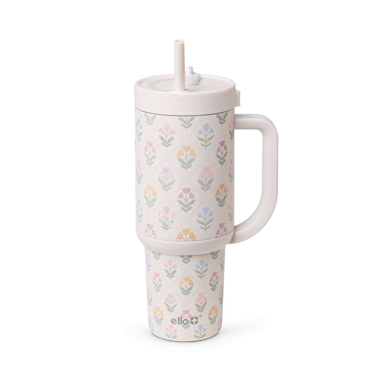 Ello Oasis 30oz Insulated Stainless Steel Tumbler with Straw, Daisies