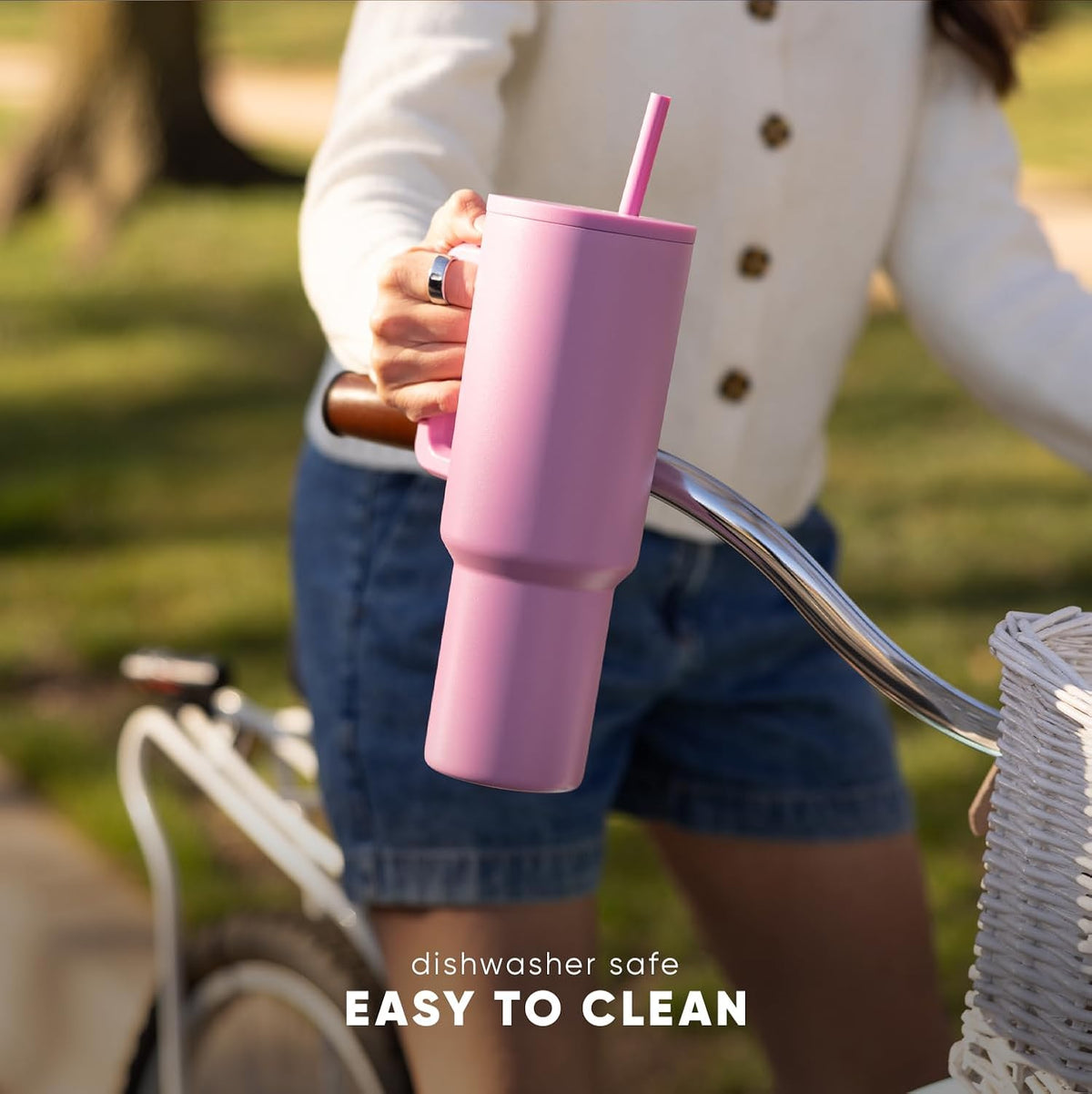 Simple Modern Tumbler with Handle and Straw | 40oz | Green